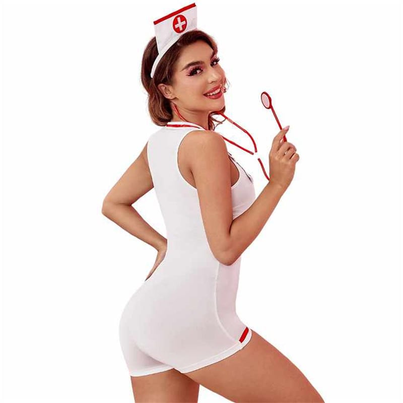 Sexy V-neck Nurse Uniform - Adult Cosplay, Heart-stopping Elegance