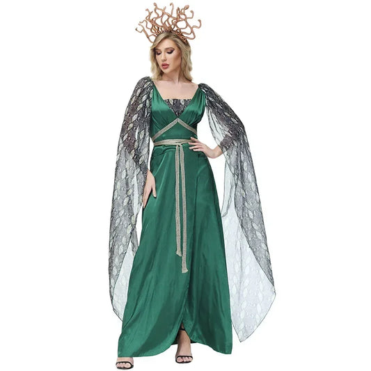 Snake Goddess Costume with Sheer Cape Sleeves - Mythic Evening