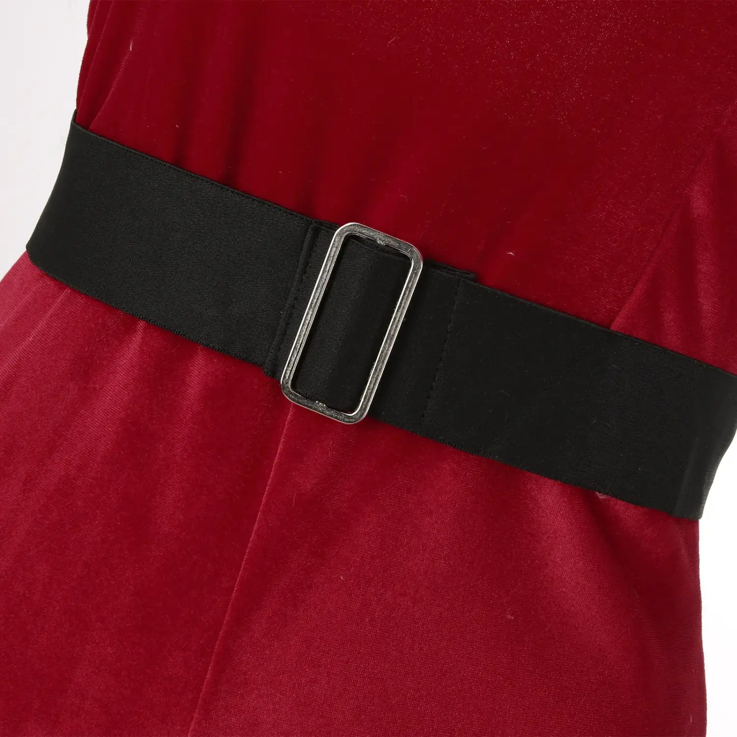 Velvet Lace Santa Bodysuit - Belted Elegance, Festive Allure