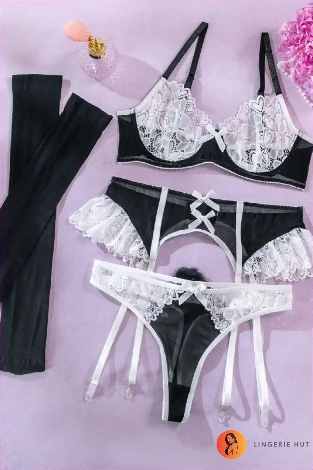 Lace Lingerie Set with Garter Belt - Private Luxury