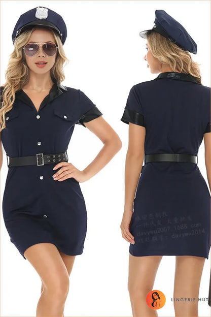 Navy Blue Police Officer Costume Catsuit