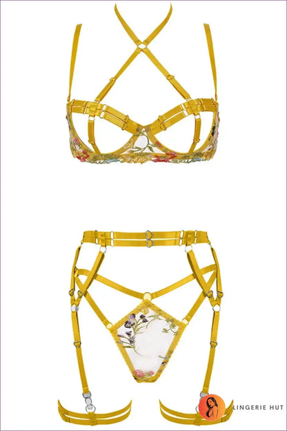 Cage-Strap Harness Set with Heart Hardware - After-Dark Edge