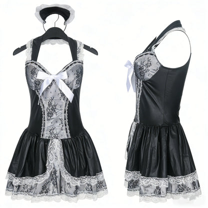 French Maid Mini Dress with Lace Apron and Headband