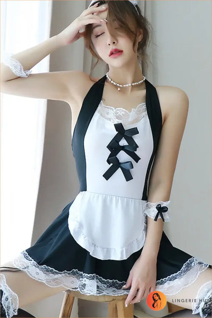 Satin Maid Costume with Ribbon Tie-Back - Bold Confidence