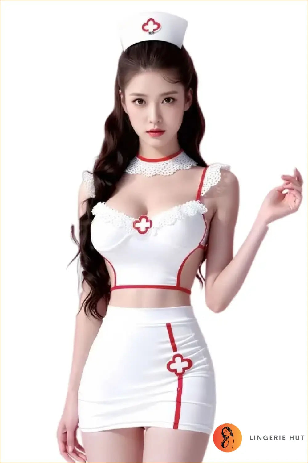 White & Red Nurse Costume Set