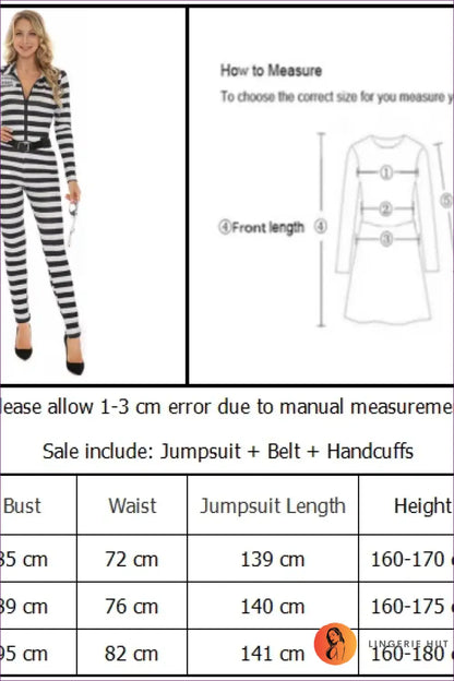 Prisoner Costume Jumpsuit with Belt - Property of the State