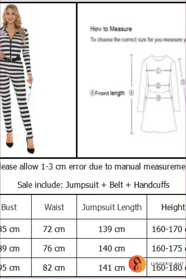 Prisoner Costume Jumpsuit with Belt - Property of the State