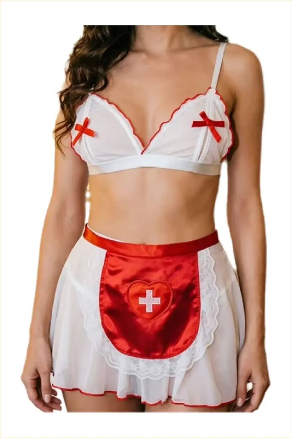 White & Red Naughty Nurse Costume Set