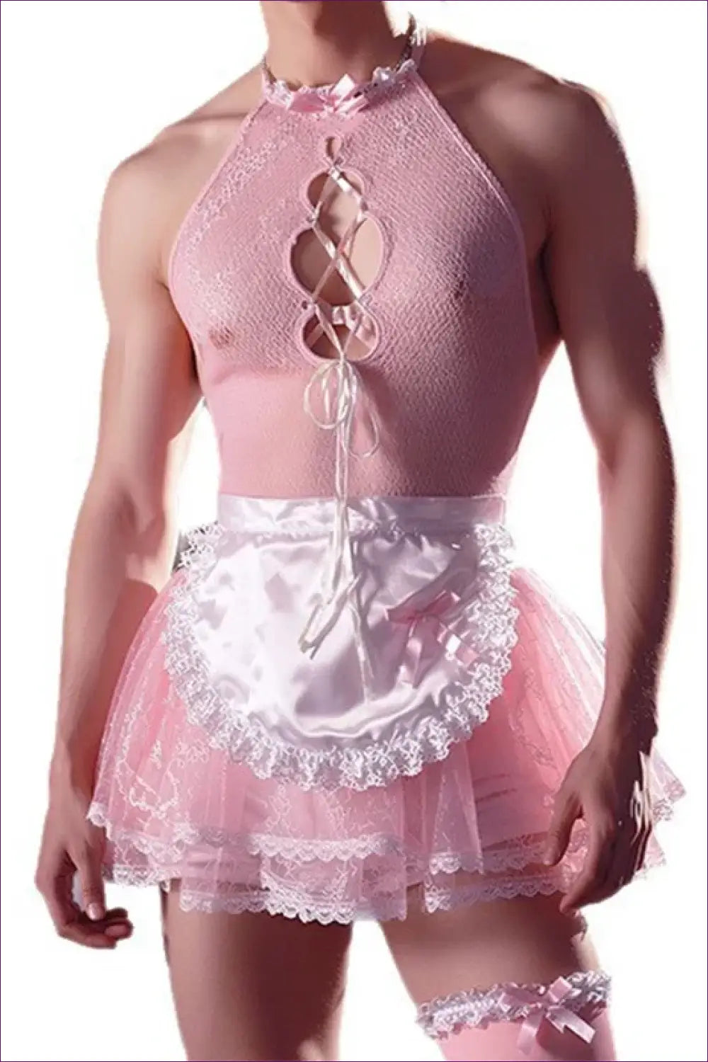 Apron Maid Costume with Lace-Up Front - Playful Charm