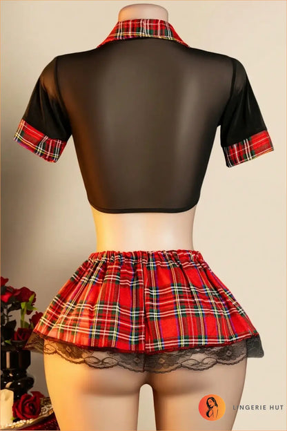 Red Tartan Schoolgirl Roleplay Costume Set