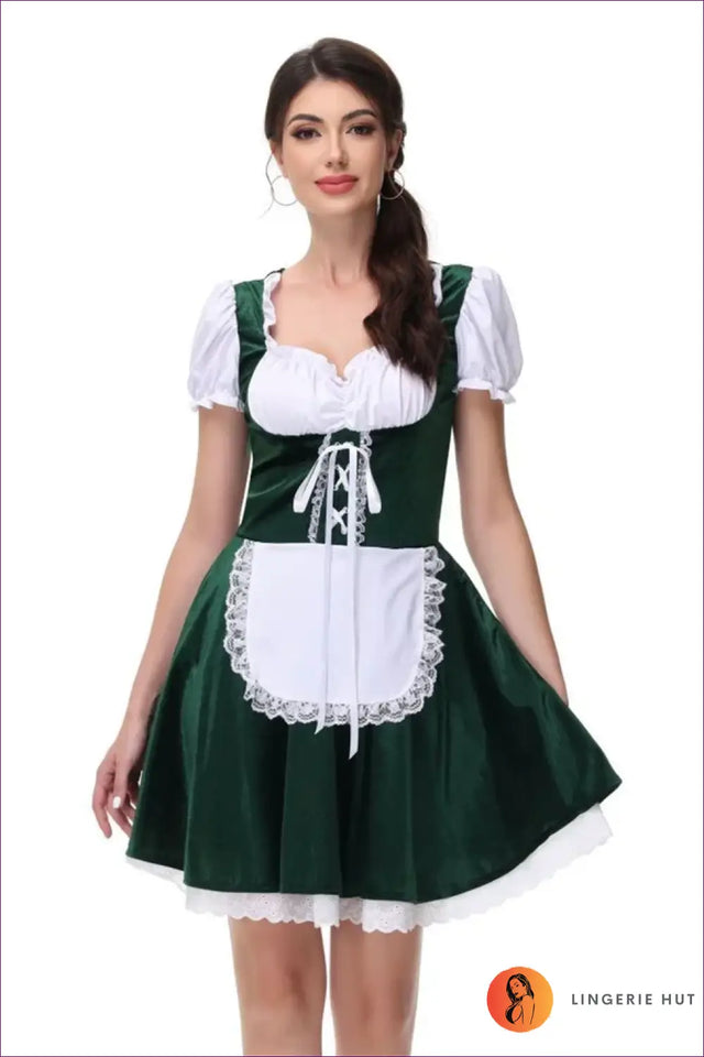 Velvet Oktoberfest Costume with Lace-Up Front - Festival Spirit