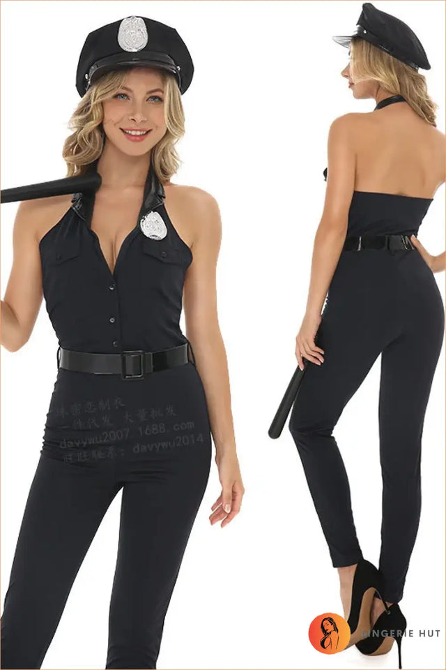 Navy Blue Police Officer Costume Catsuit