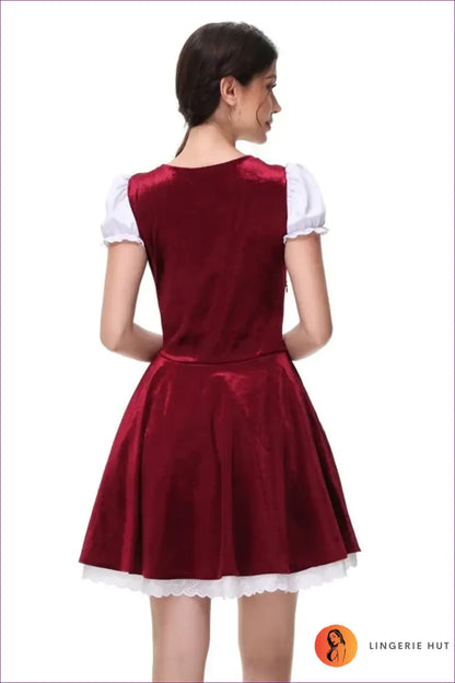 Velvet Oktoberfest Costume with Lace-Up Front - Festival Spirit