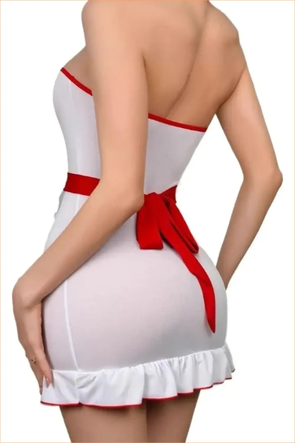 White & Red Bow-Back Nurse Costume