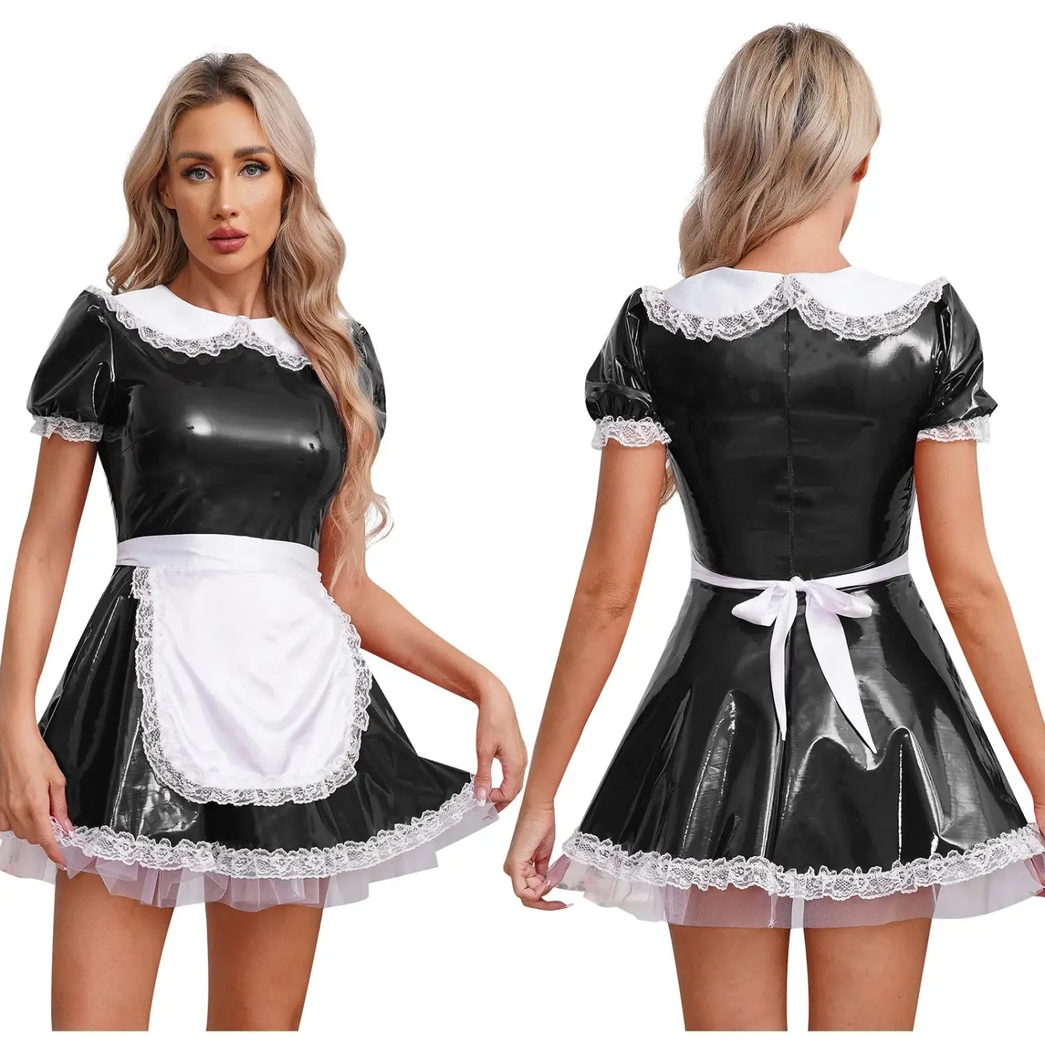 Glossy Patent Leather Maid Costume