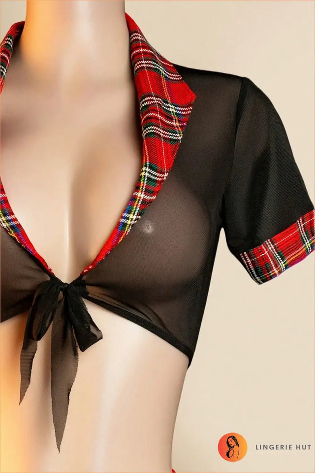 Red Tartan Schoolgirl Roleplay Costume Set