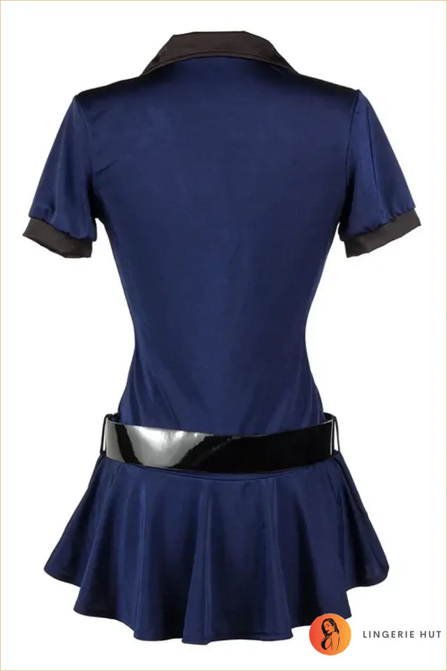 Navy Police Officer Costume with Cap, Belt & Handcuffs