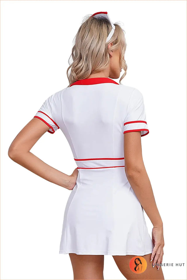 Nurse Uniform Costume with Cross Pocket Detail - After Dark