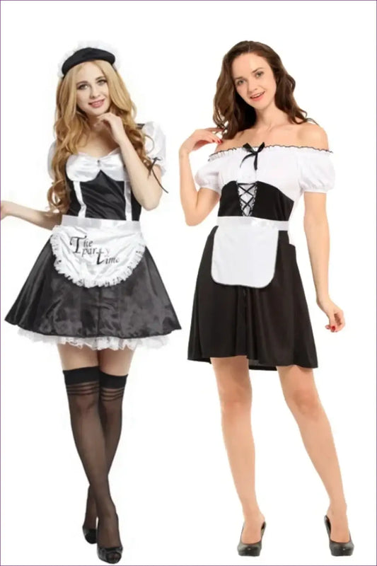 Classic Maid Costume with Apron and Puff Sleeves - Confident Evenings