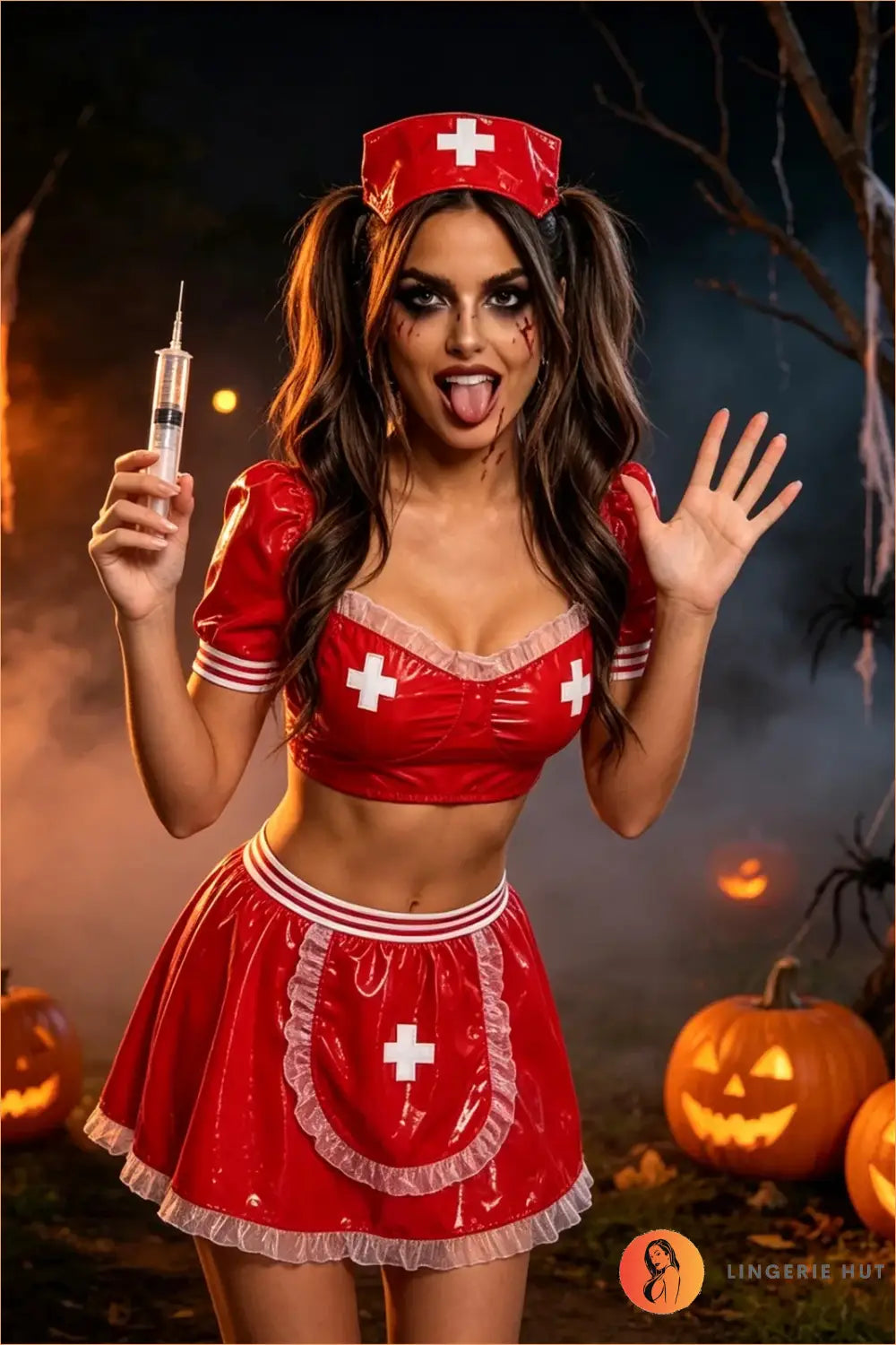 Red Naughty Nurse Costume Set