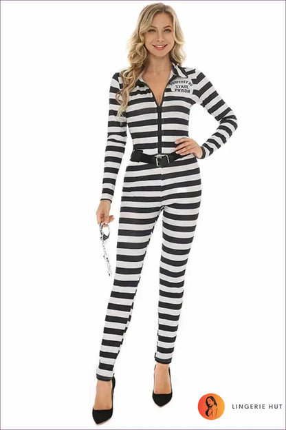 Prisoner Costume Jumpsuit with Belt - Property of the State