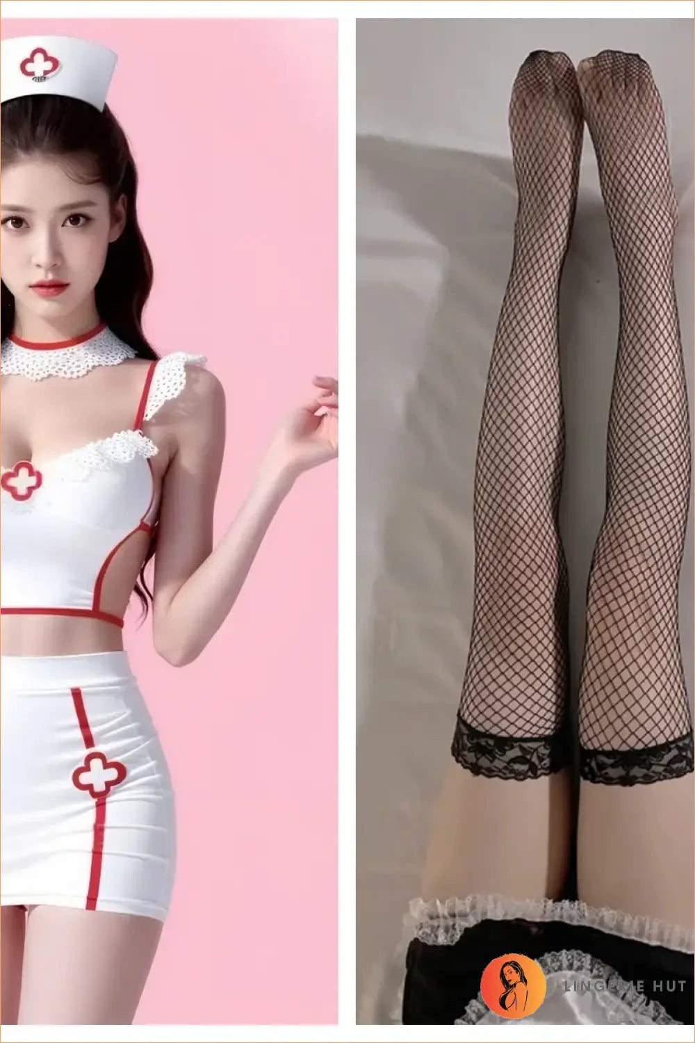 White & Red Nurse Costume Set