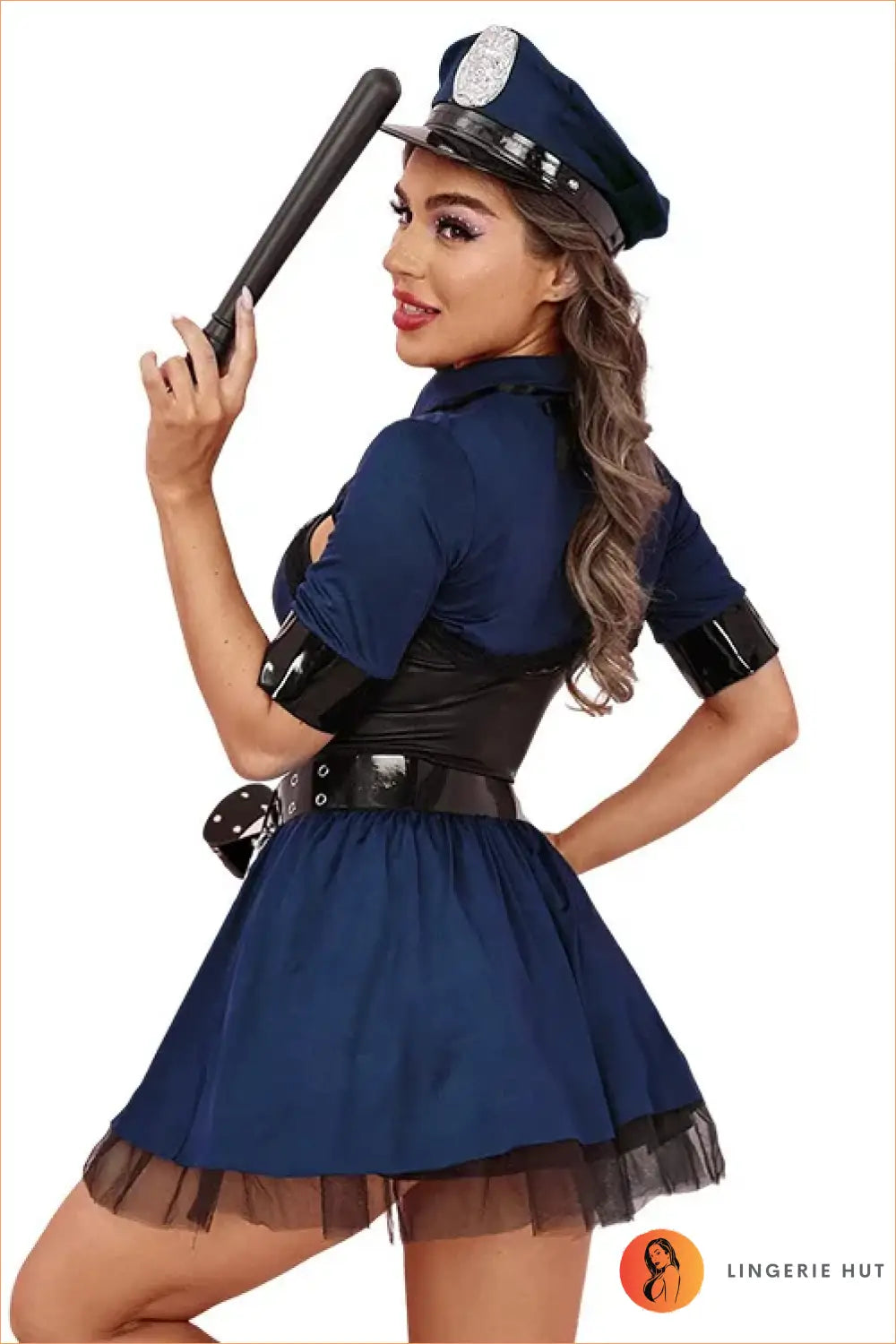 Navy Lace-Trim Police Officer Costume