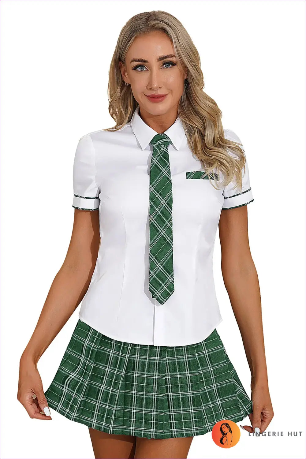 Plaid Schoolgirl Uniform with Mini Skirt - Date Night Confidence
