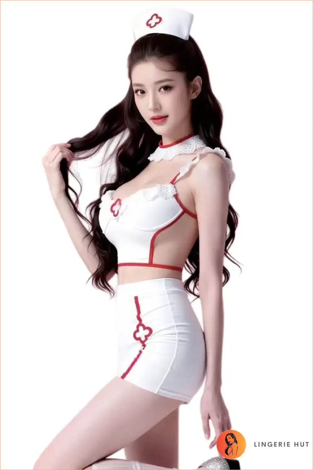White & Red Nurse Costume Set