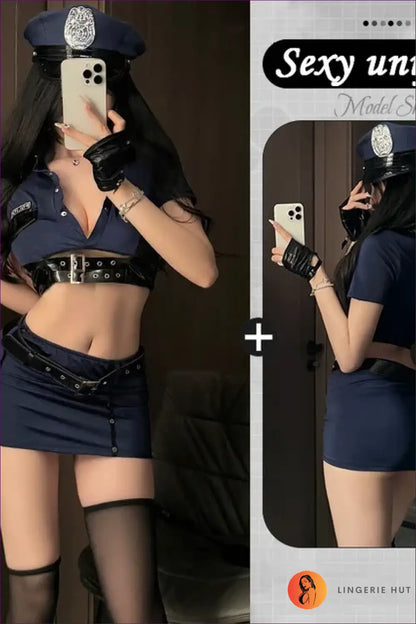 Police Costume Set with Mini Skirt - Playful Fantasy