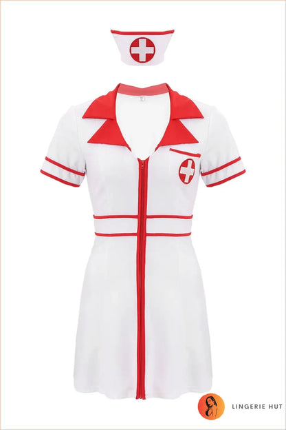 Nurse Uniform Costume with Cross Pocket Detail - After Dark