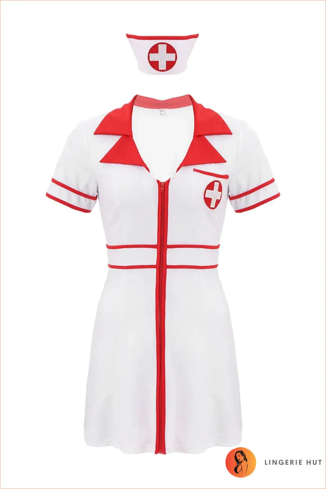 Nurse Uniform Costume with Cross Pocket Detail - After Dark