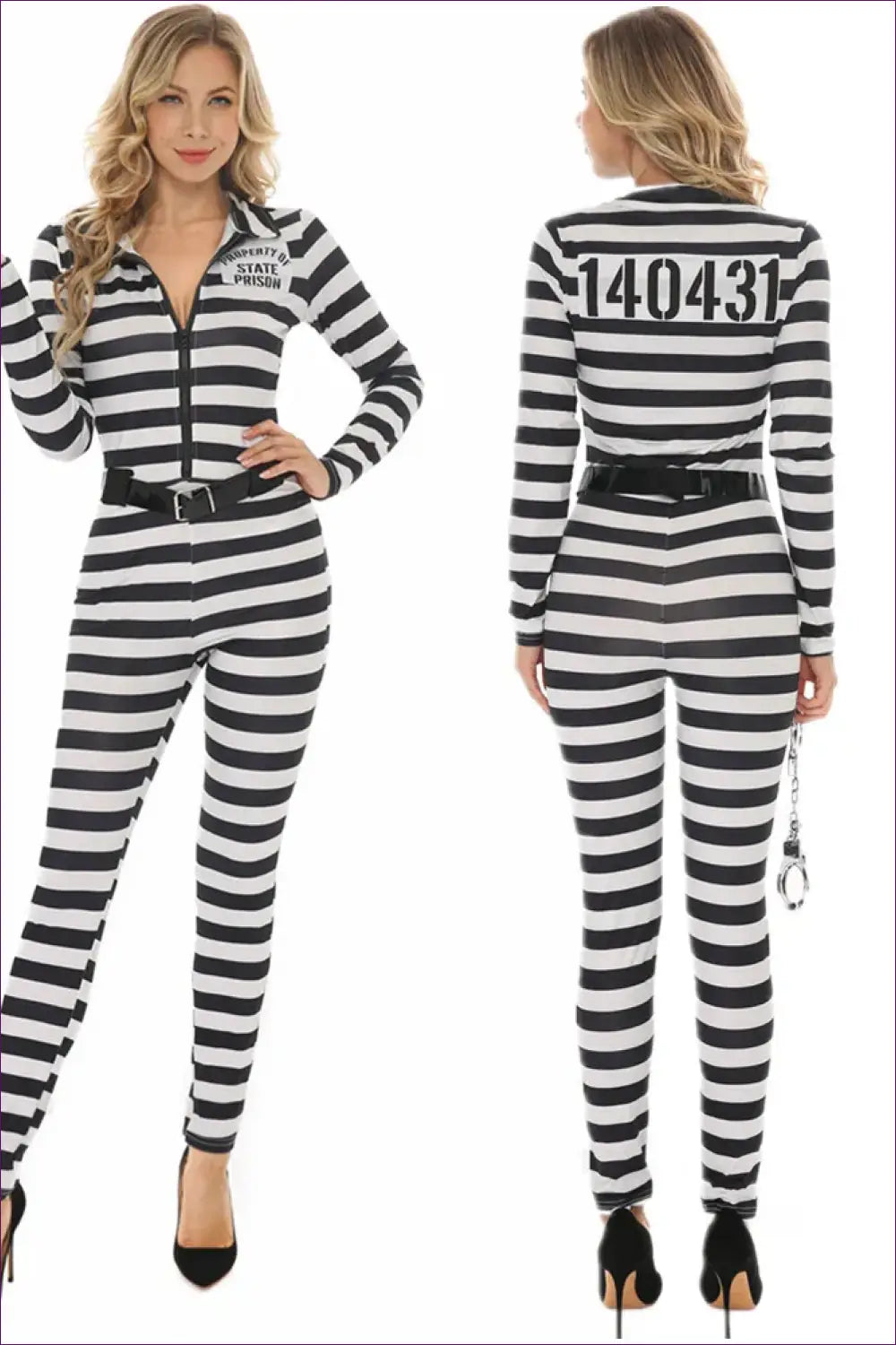 Prisoner Costume Jumpsuit with Belt - Property of the State