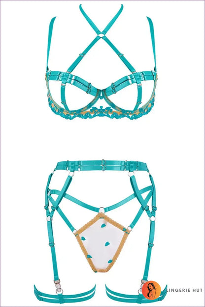 Cage-Strap Harness Set with Heart Hardware - After-Dark Edge