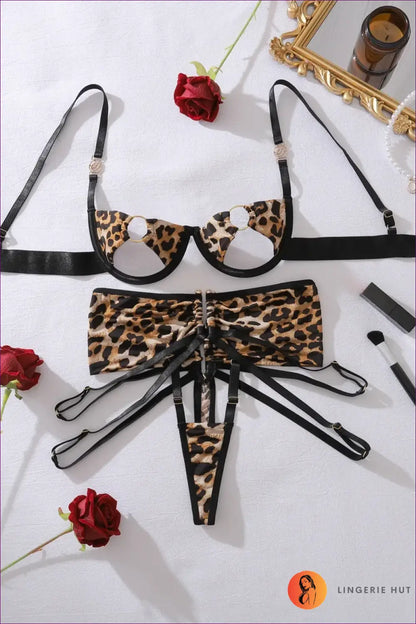 Leopard Print Lingerie Set with Ring Hardware - Wild Confidence