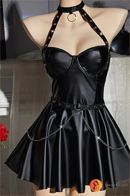 Red Wet-Look Harness Babydoll