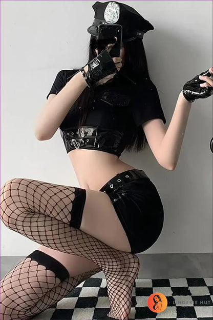 Police Costume Set with Mini Skirt - Playful Fantasy