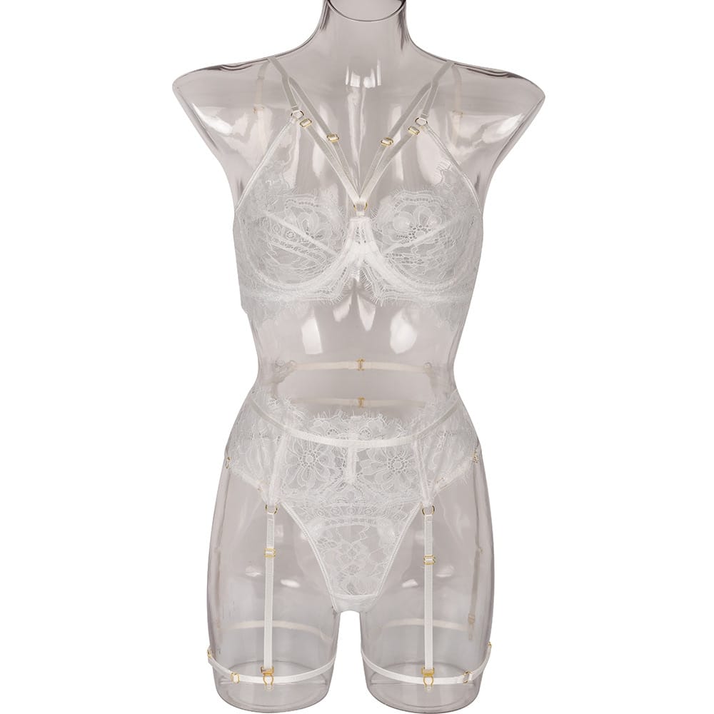 Lace Floral Embroidery Harness Set - Radiate Elegance