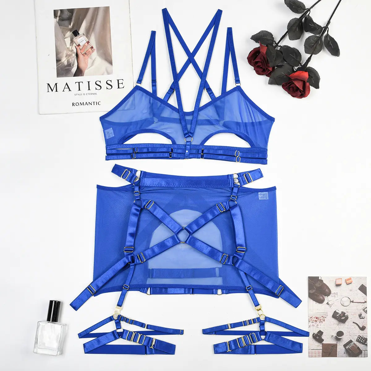 Exotic Transparent Lingerie Set - Garter Halter Bra Sexy Style