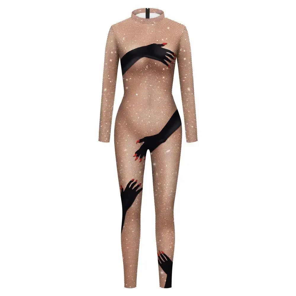 Nude Illusion Catsuit - Mesh Print Mastery