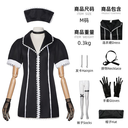 Nurse Costume Mini Dress with Scalloped Lace Trim and Cap
