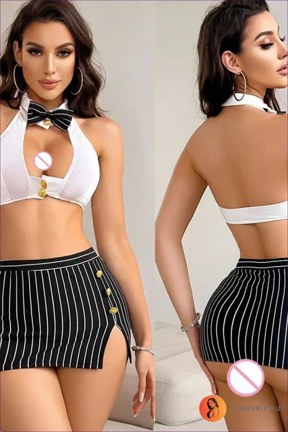 Pinstripe Garter Costume Set with Collar Tie - Confident Authority