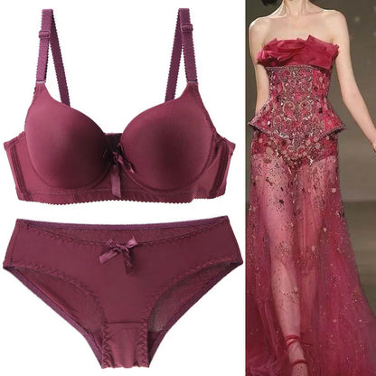 Smooth Moulded Bra and Brief Set with Scalloped Trim