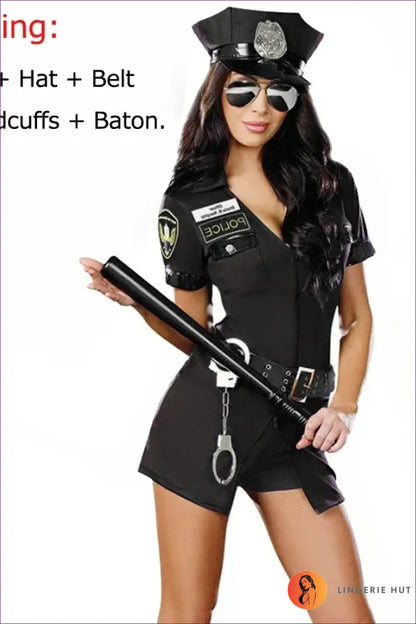 Zip Front Police Costume with Hat - Bold Confidence