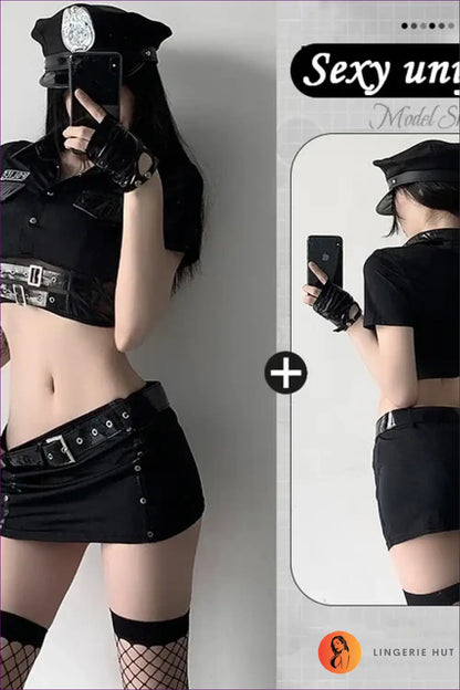Police Costume Set with Mini Skirt - Playful Fantasy