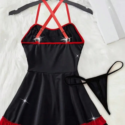 Nurse Costume Mini Dress with Cross Badge and Hip Bows