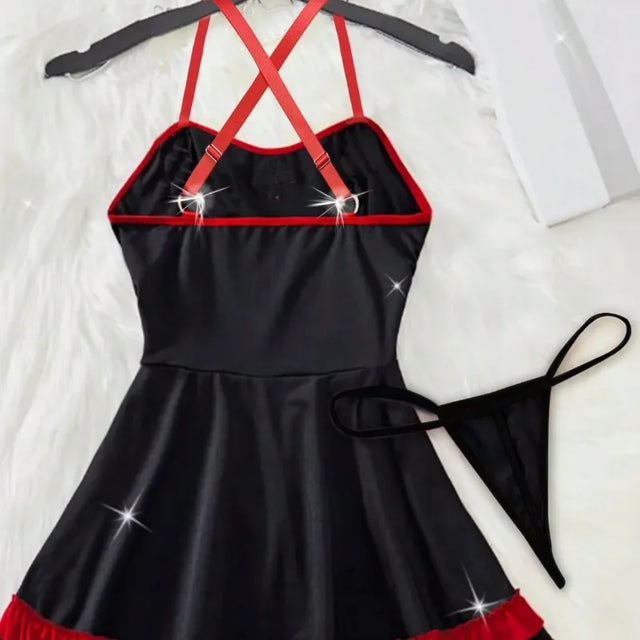 Nurse Costume Mini Dress with Cross Badge and Hip Bows