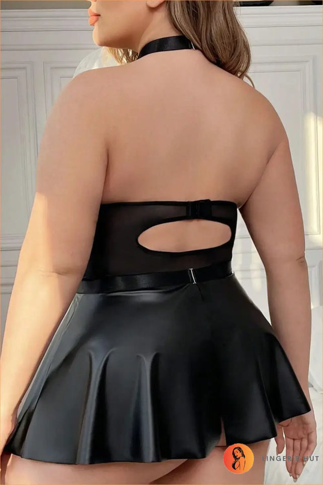 Buckle Corset Halter Lingerie Dress