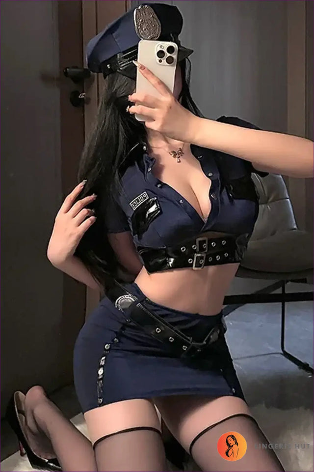 Police Costume Set with Mini Skirt - Playful Fantasy