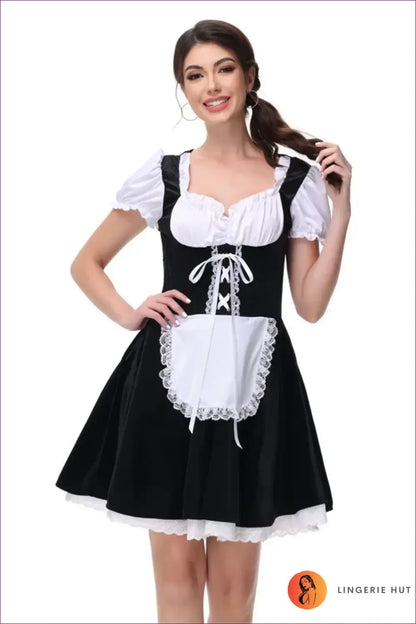 Velvet Oktoberfest Costume with Lace-Up Front - Festival Spirit